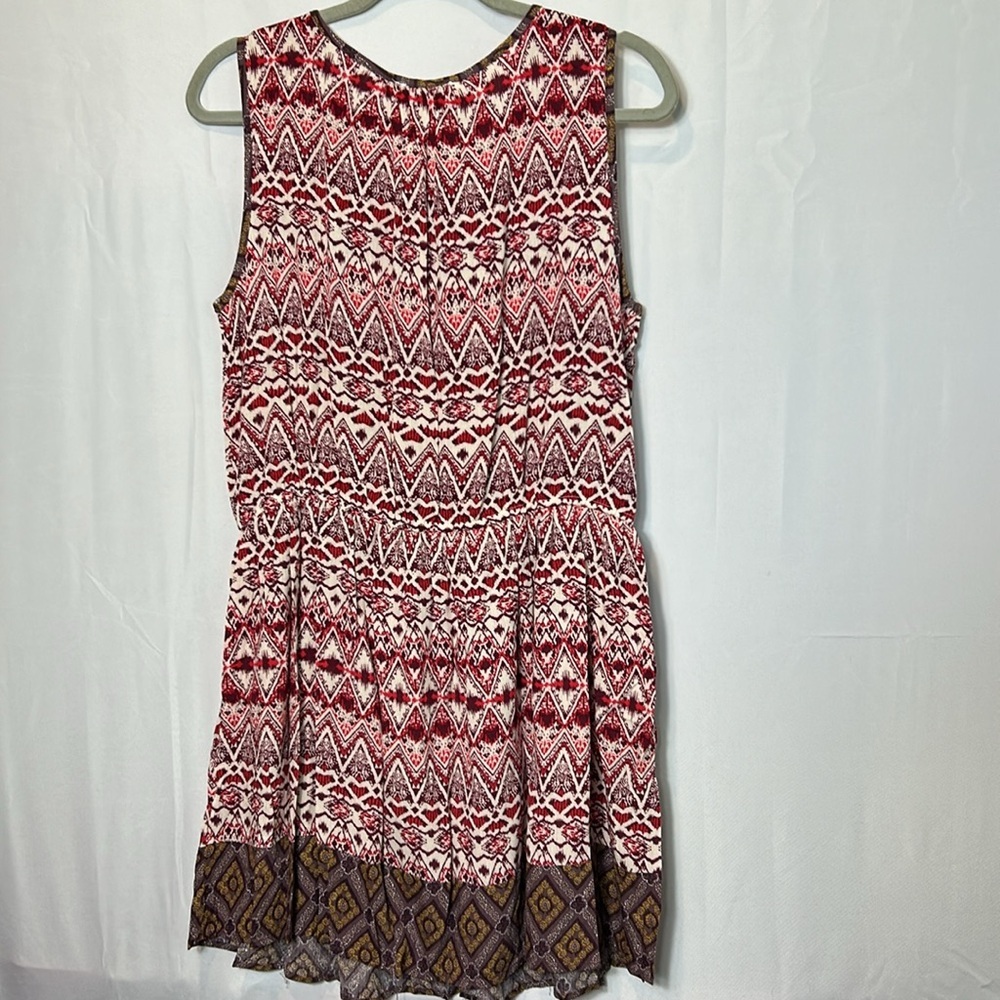 Hayden Los Angeles Large Sleeveless Aztec Midi Dress Keyhole Tie Front - Picture 3 of 6